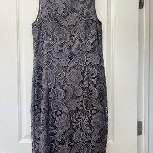 Adrianna Papell Charcoal Lace Midi Dress